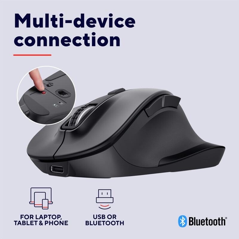 Миша бездротова Trust Fyda Multi-device Wireless Mouse Black (25708)