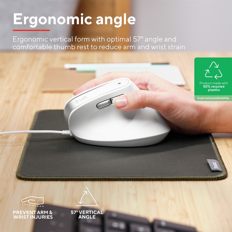 Мышь Trust Bayo II Ergonomic White (25397)