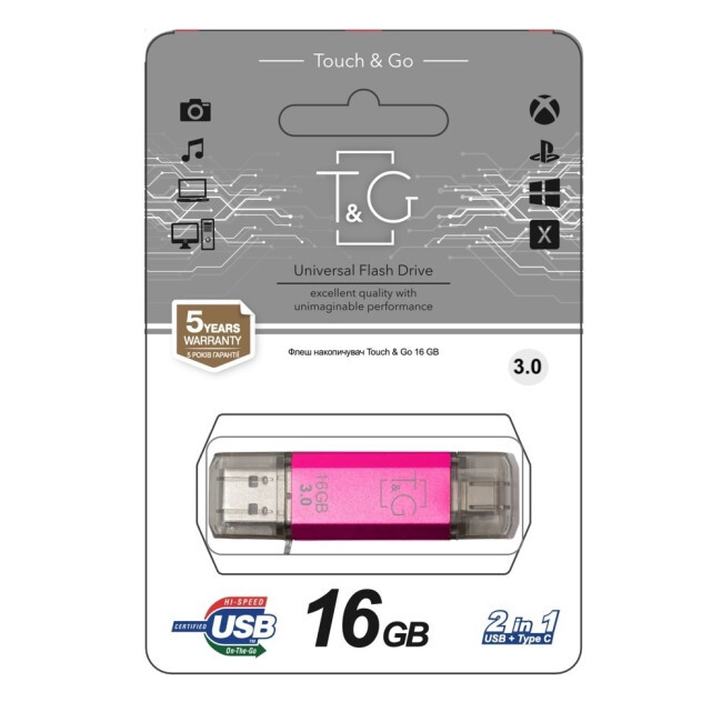 Флеш-накопитель USB 3.0 16GB Type-C T&G 009 Star Series Fuchsia (TG009TC-16GFC3)