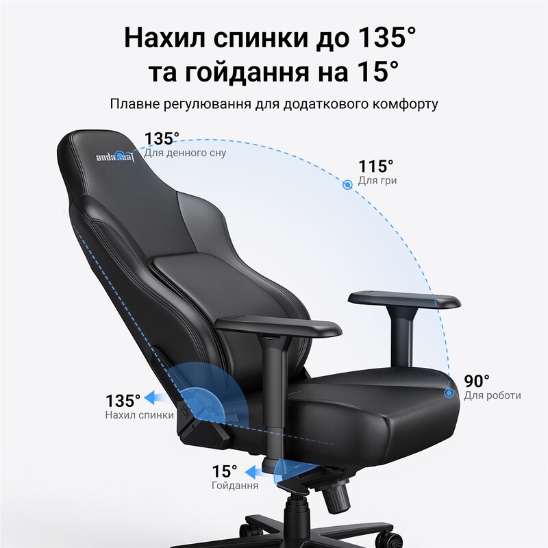 Крісло для геймерів Anda Seat Phantom 4 Pro L Black Fabric (AD18YSDC-72-B-F-B02)