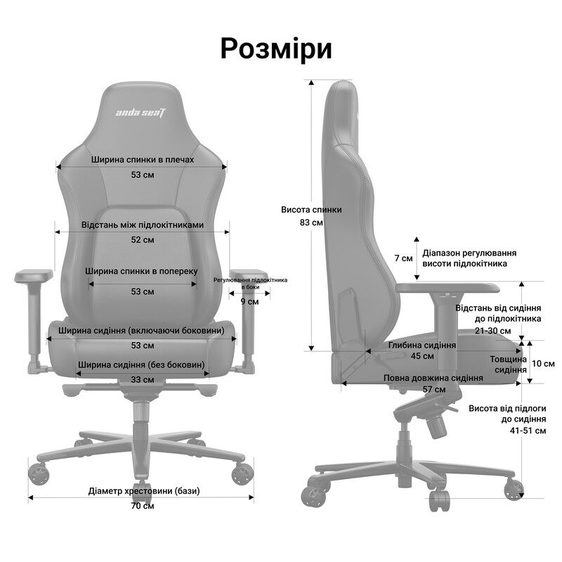 Крісло для геймерів Anda Seat Phantom 4 Pro L Gray Fabric (AD18YSDC-72-G-F-G02)