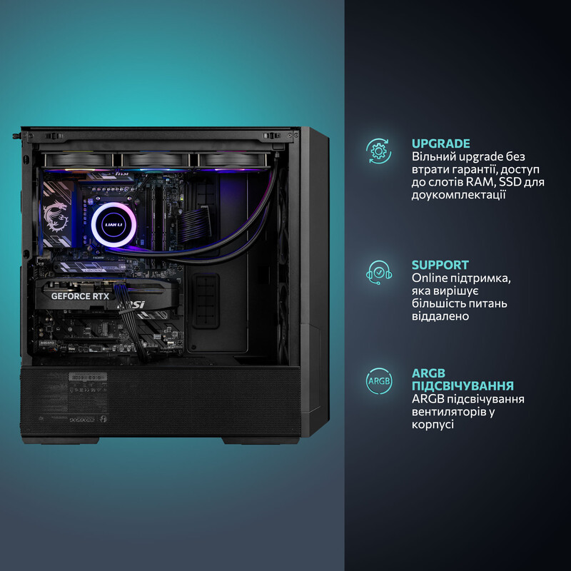 Игровой компьютер ASGARD GAMER LL RTX 5070 / Ryzen 7 7800X3D / DDR5 32GB / SSD 1TB (ASG-G-5070-7550)