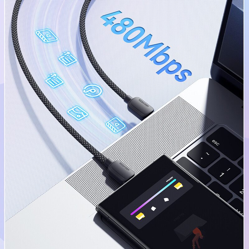 Кабель Essager Breeze USB Type-C - USB Type-C (M/M), 100W, 3 м Black (EXCTT1-WLC01-P)