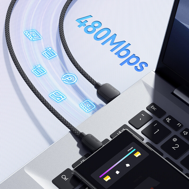Кабель Essager Breeze USB - USB Type-C (M/M), 100W, 2 м Black (EXC7A-WLA01-P)