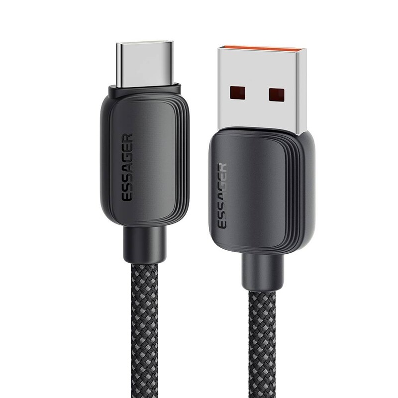 Кабель Essager Breeze USB - USB Type-C (M/M), 100W, 2 м Black (EXC7A-WLA01-P)