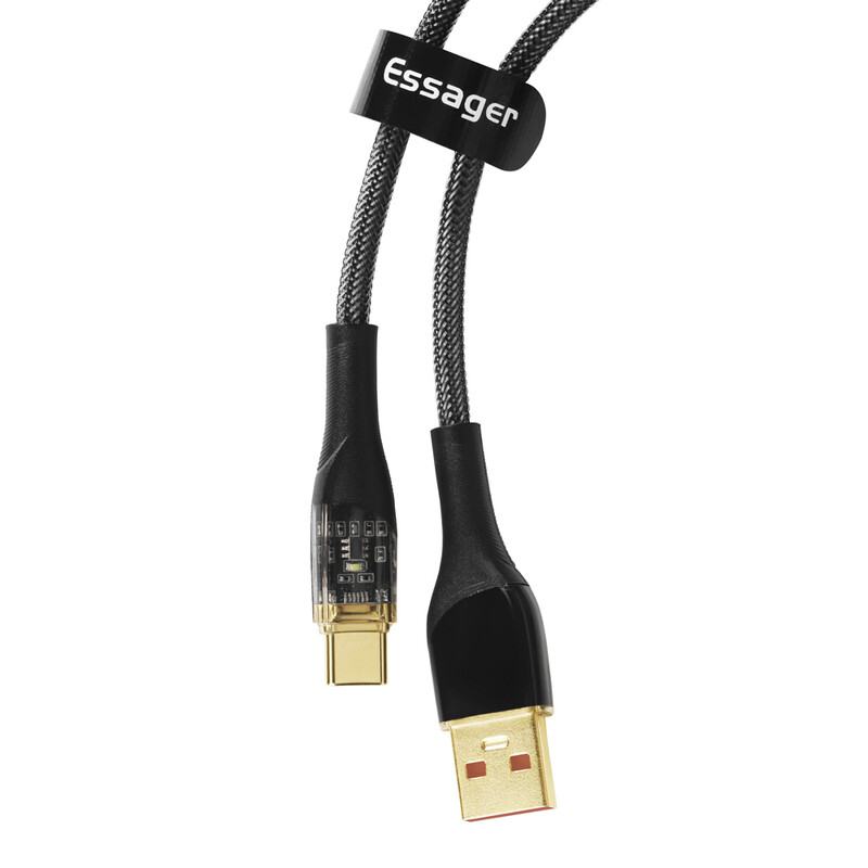 Кабель Essager Interstellar Transparent Design USB - USB Type-C (M/M), 100W, 1 м Black (EXCT-XJ01-P)