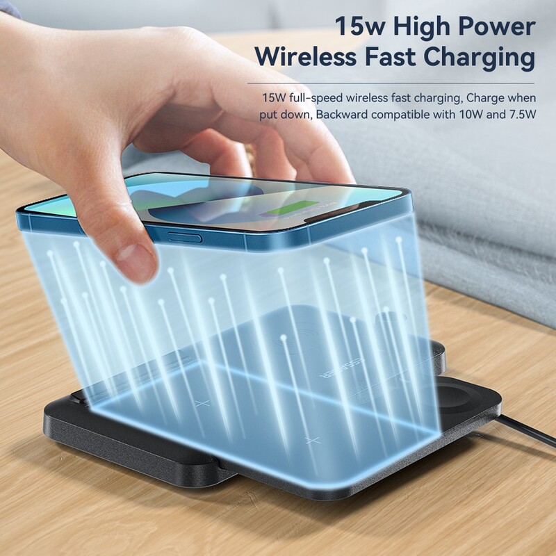 Бездротовий зарядний пристрій Essager Jiecheng 4 in 1 15W Black (EWXZM-JC01-Z)