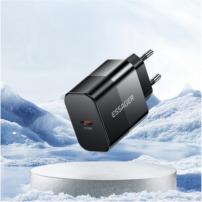 Мережевий зарядний пристрій Essager Travel Charger 30W USB-C Black (E30JSB1-SYTT1-T) + кабель USB Type-C