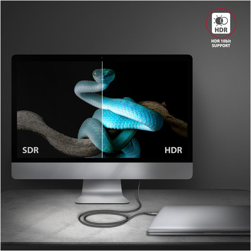 Кабель Axagon USB-C - HDMI V 2.1a (M/M), 1.8 м, 4K/60Hz HDR10, Black (RVC-HI2MC)