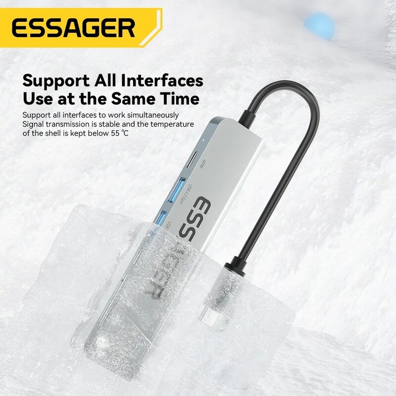 USB-хаб Essager QingHong 7 in 1 USB-C Hub (EHB07-QH0G-Z)