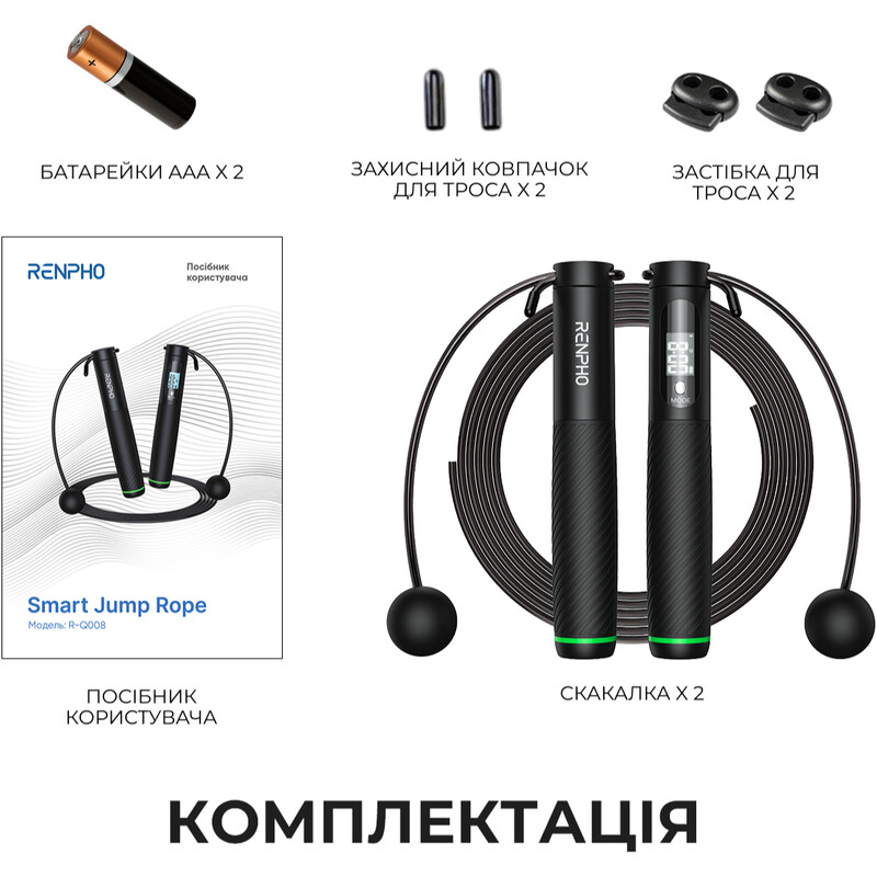Умная скакалка RENPHO Jump Black (R-Q008-BK)