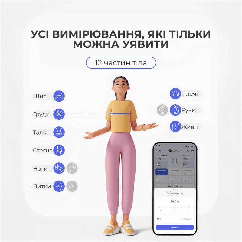 Умная измерительная рулетка RENPHO Smart Tape Measure (R-Y002-BK)