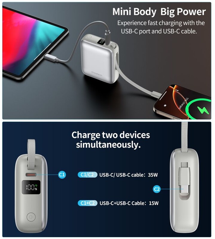 Універсальна мобільна батарея Choetech B832 10000mAh 35W Silver (B832-SL)