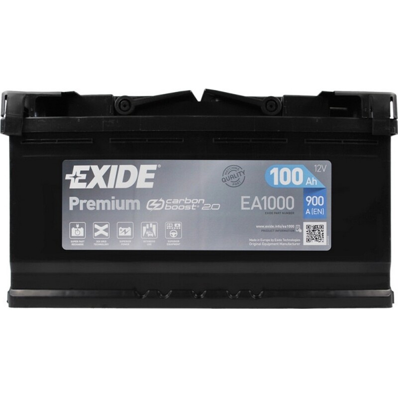 Аккумулятор автомобильный Exide SLA 100Ah 900А 12V R+ (EA1000)