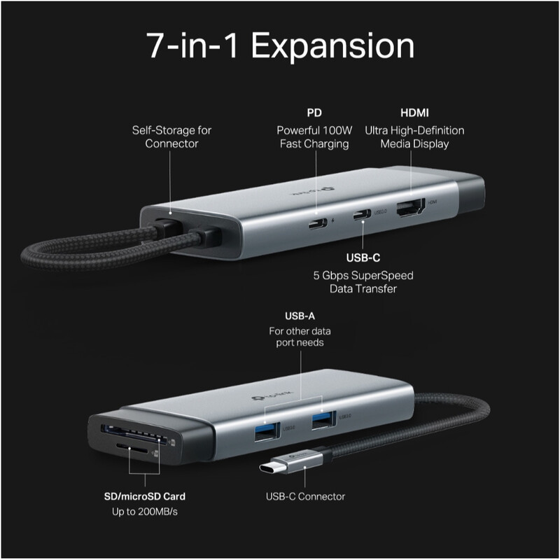 USB-хаб TP-Link USB-C 7-в-1 (UH7020C)