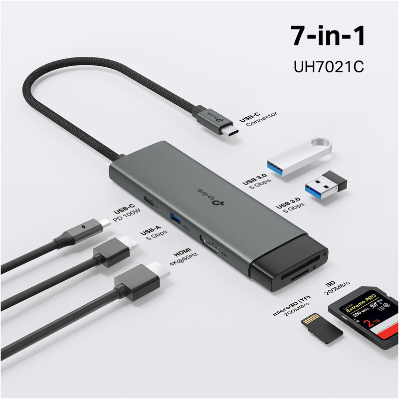 USB-хаб TP-Link USB-C 7-в-1 (UH7021C)