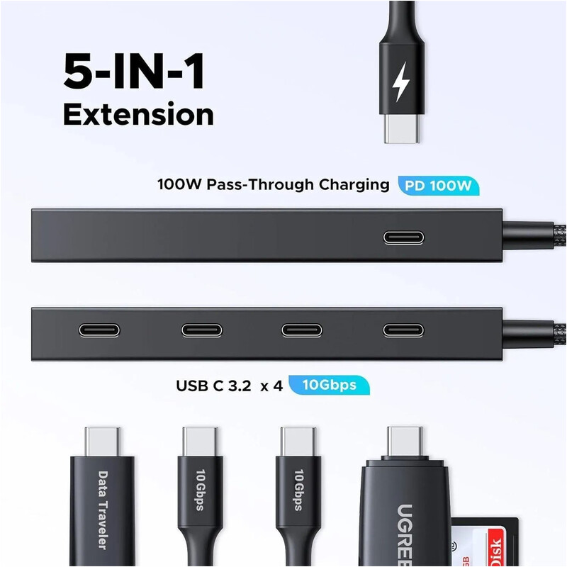 USB-хаб Ugreen CM806 USB Type-C - 4xUSB-C 3.2 Gen2 (55334)