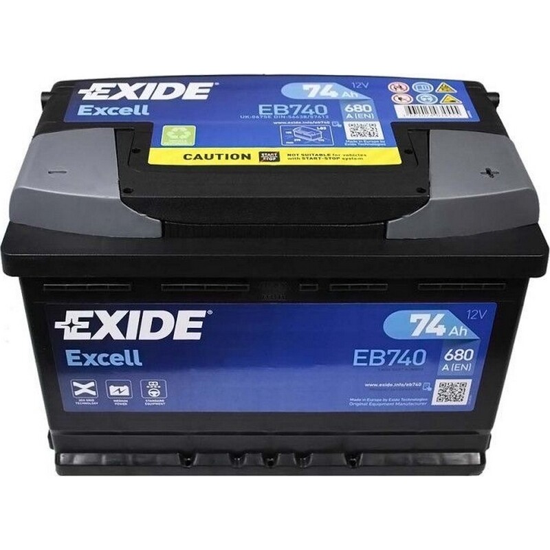 Акумулятор автомобільний Exide Excell SLA 74Ah 680А 12V R+ (EB740)