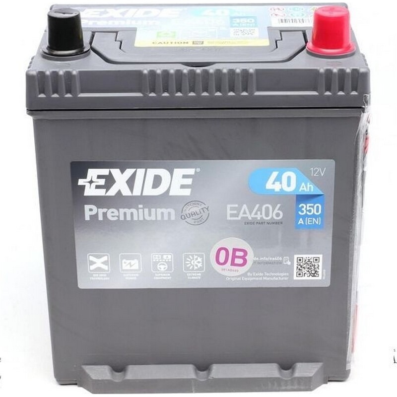 Аккумулятор автомобильный Exide Premium SLA 40Ah 350А 12V R+ (EA406)