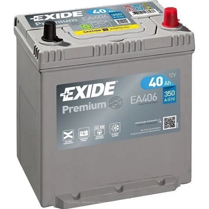 Аккумулятор автомобильный Exide Premium SLA 40Ah 350А 12V R+ (EA406)