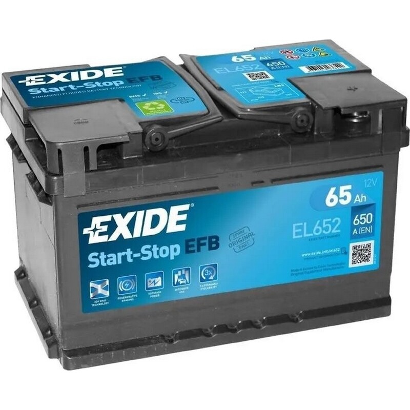 Акумулятор автомобільний Exide EFB 65h 650А 12V R+ (EL652)