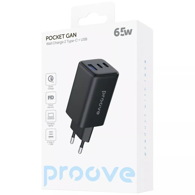 Сетевое зарядное устройство Proove Pocket GaN 65W Black (WCPG65121201)