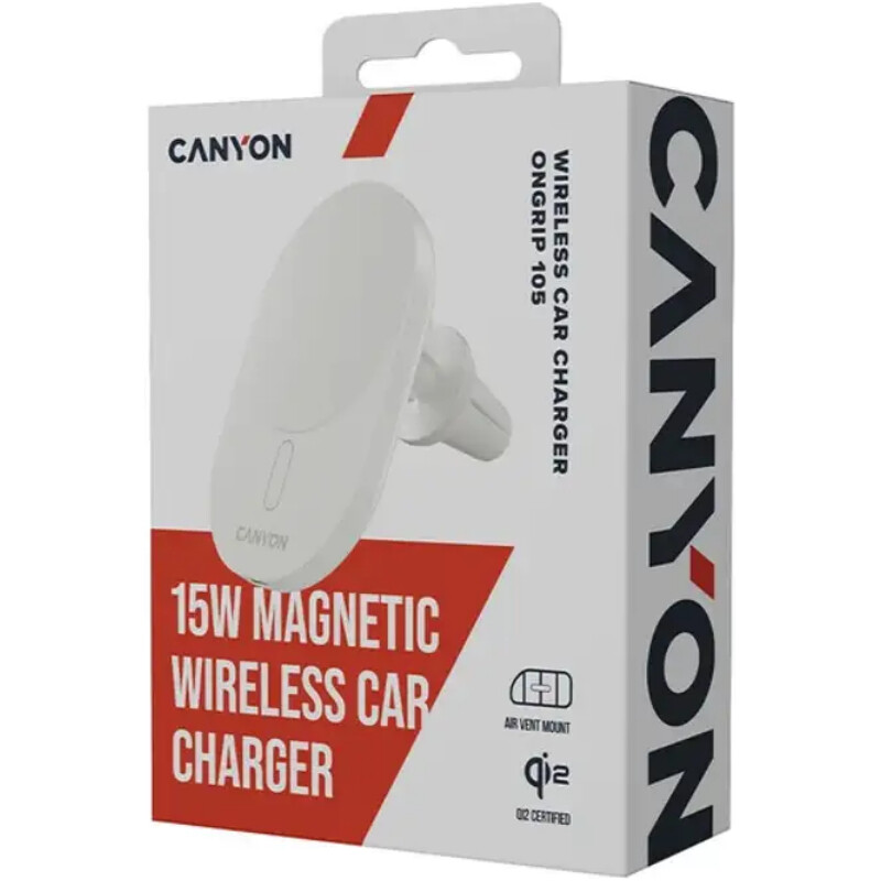 Автомобильное зарядное устройство Canyon OnGrip 105 White (CNS-CCH105W)