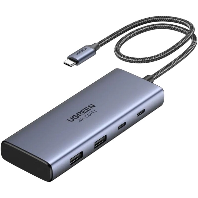 USB-хаб Ugreen CM498 USB 3.2 Type-C - 2xUSB 3.2, 3xUSB-C, 2хHDMI Gray (45379)