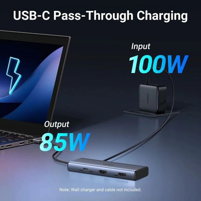 USB-хаб Ugreen CM498 USB 3.2 Type-C - 2xUSB 3.2, 3xUSB-C, 2хHDMI Gray (45379)