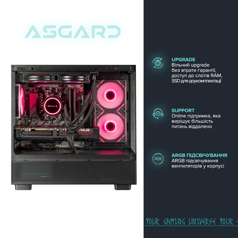 Игровой компьютер ASGARD GAMER RTX 5070 / Ryzen 7 7800X3D / DDR5 32GB / SSD 1TB (ASG-G-5070-7576)