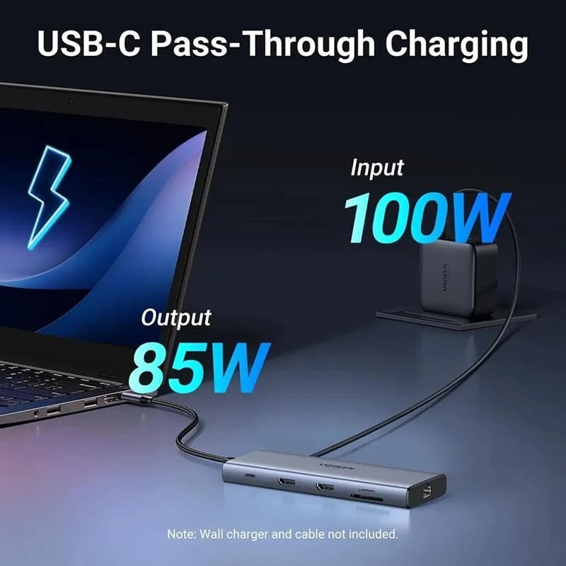 USB-хаб Ugreen CM639 USB 3.2 Type-C - 2xUSB 3.2, 3xUSB-C, 2хHDMI, RJ-45 Gray (45380)