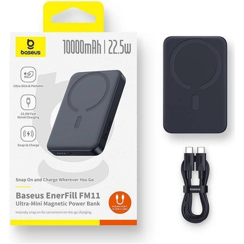 Універсальна мобільна батарея Baseus EnerFill Ultra-Mini FM11 10000mAh, 22.5W Black (P1008210E123-00)