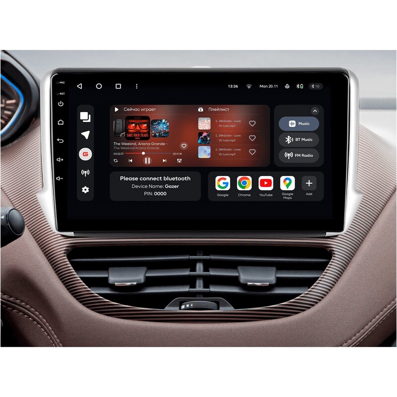 Штатна магнітола Gazer T6010 для Peugeot 2008 I, 208, 2013-2020 (T6010-A94F)