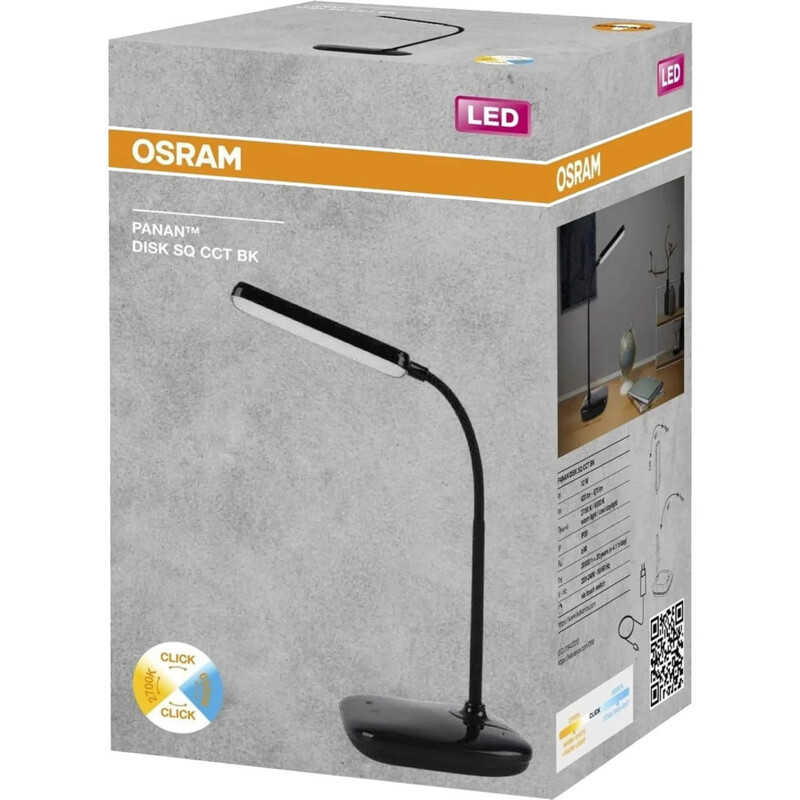Настольная лампа Osram LED Panan Disk SQ 12W 3000K-6500K с димером черный (4099854475153)