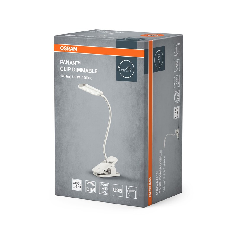 Настольная лампа Osram Panan Clip 5.2W 4000К USB-A белый (4099854507496)