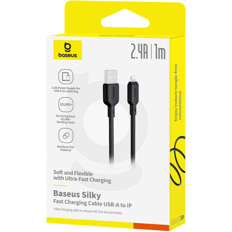 Кабель Baseus Silky Series Fast Charging USB Type-A - Lightning (M/M), 2.4A, 1 м, Black (P10377702113-00)