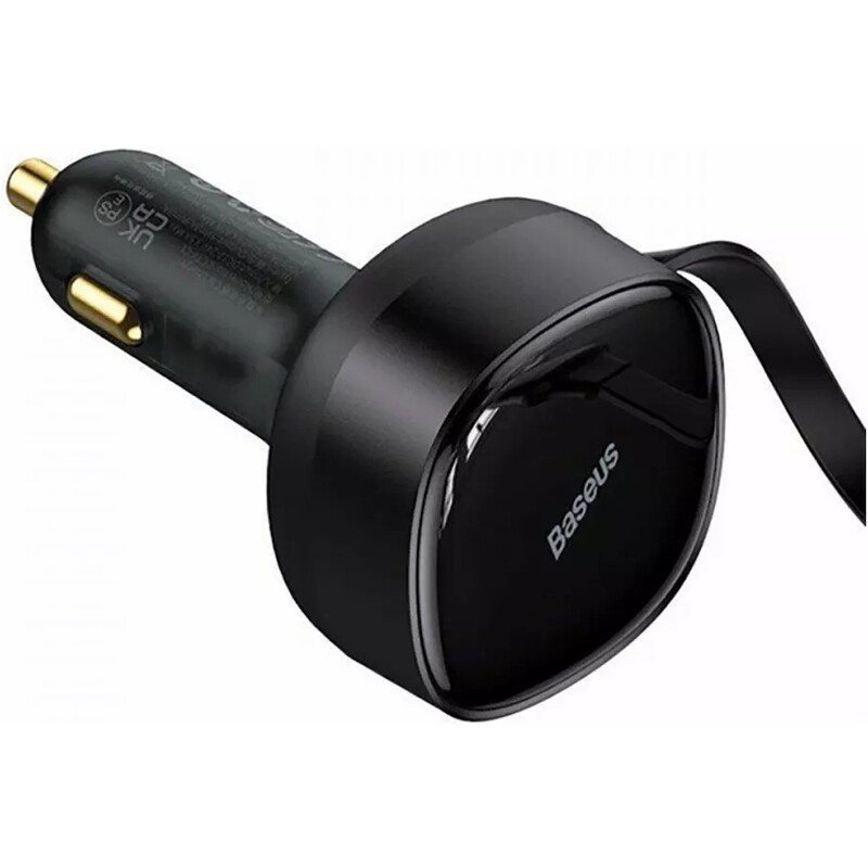 Автомобільний зарядний пристрій Baseus Enjoyment Retractable 2-in-1 (2xUSB-C) 33W Black (C00035500111-00)