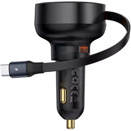 Автомобільний зарядний пристрій Baseus Enjoyment Pro (1USB, вбудований кабель USB Type-C) 60W Black (C00057800111-00)
