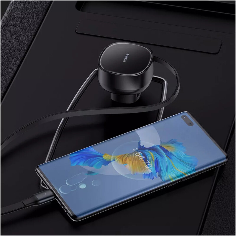 Автомобільний зарядний пристрій Baseus Enjoyment Pro (1USB, вбудований кабель USB Type-C) 60W Black (C00057800111-00)