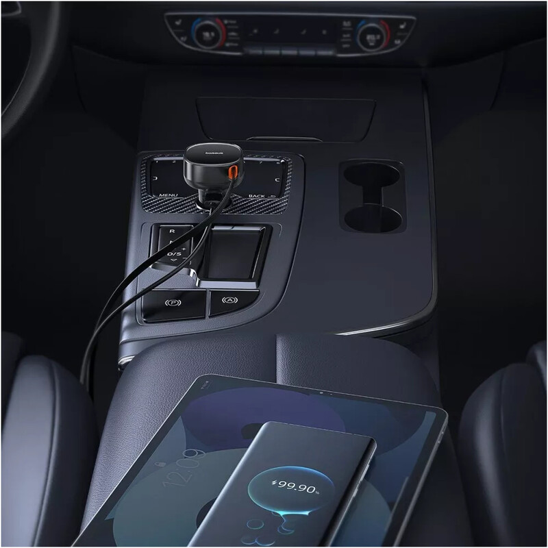 Автомобільний зарядний пристрій Baseus Enjoyment Pro (1USB, вбудований кабель USB Type-C) 60W Black (C00057800111-00)