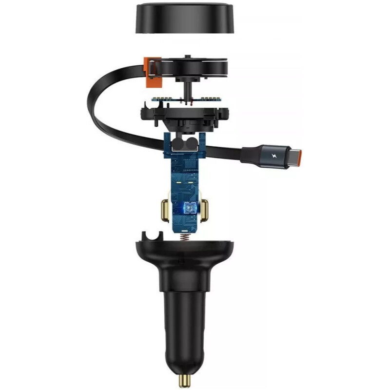 Автомобільний зарядний пристрій Baseus Enjoyment Pro (1USB, вбудований кабель USB Type-C) 60W Black (C00057800111-00)