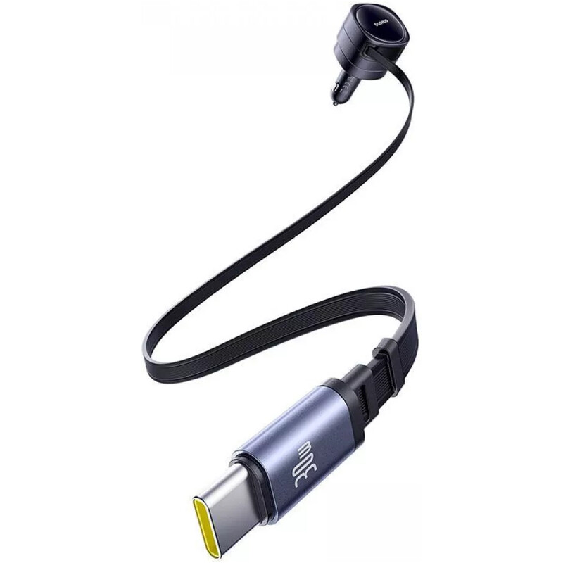 Автомобільний зарядний пристрій Baseus Enjoyment Max (2 вбудовані кабелі USB-C) 60W Black (C00035507121-01)