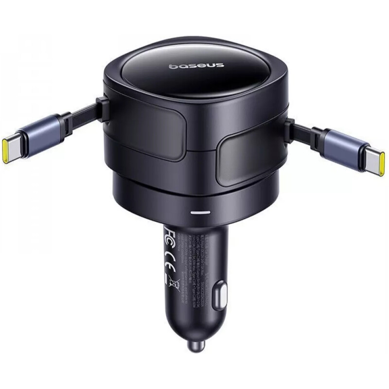 Автомобільний зарядний пристрій Baseus Enjoyment Max (2 вбудовані кабелі USB-C) 60W Black (C00035507121-01)