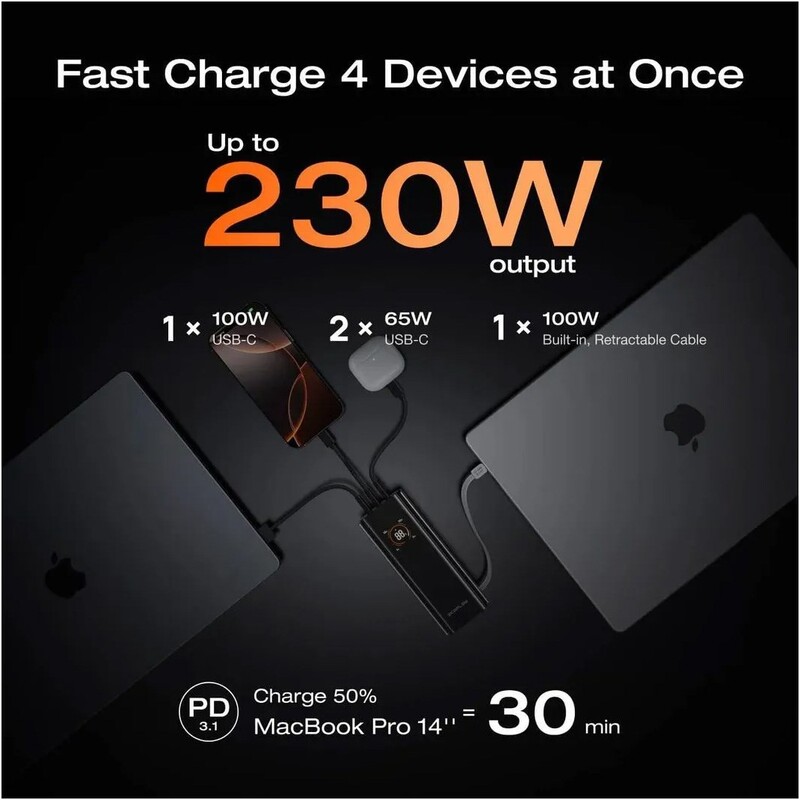 Універсальна мобільна батарея EcoFLow RAPID Pro 20000mAh 230W Black (EF-RAPIDPRO20K-EU)