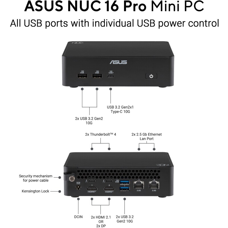Неттоп Asus NUC 16 Pro RNUC16GDKX76C002 (90AR00W2-M001D0) Black