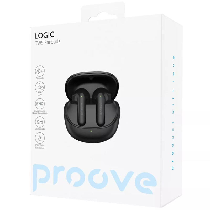 Bluetooth-гарнітура Proove Logic TWS (APP) Obsidian Black (TWLG0001AP15)
