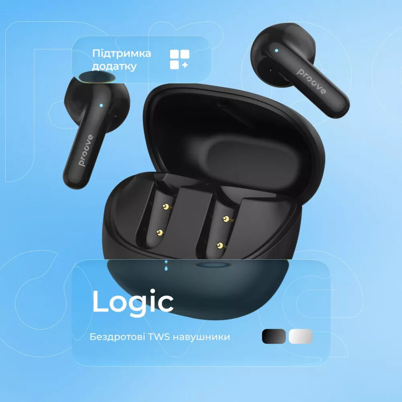 Bluetooth-гарнітура Proove Logic TWS (APP) Obsidian Black (TWLG0001AP15)