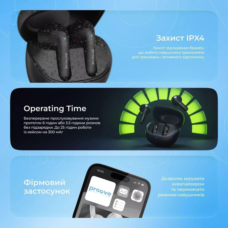 Bluetooth-гарнітура Proove Logic TWS (APP) Obsidian Black (TWLG0001AP15)