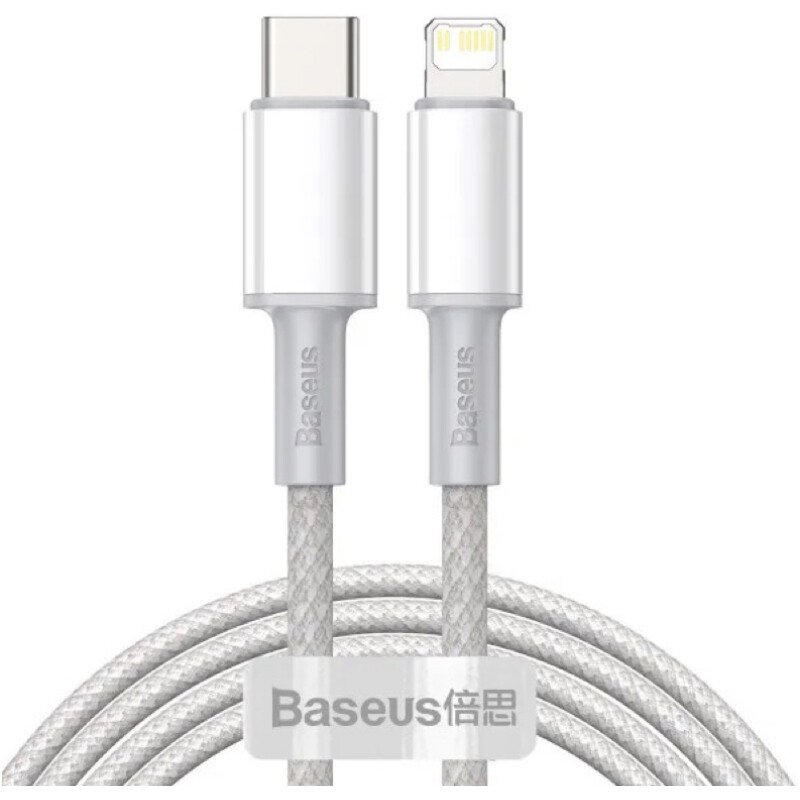Кабель Baseus High Density Braided USB Type-C - Lightning (M/M), 20W, 1 м, White (CATLGD-02)