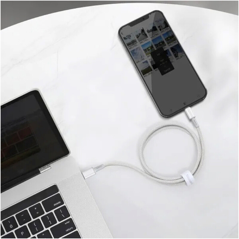 Кабель Baseus High Density Braided USB Type-C - Lightning (M/M), 20W, 2 м, White (CATLGD-A02)